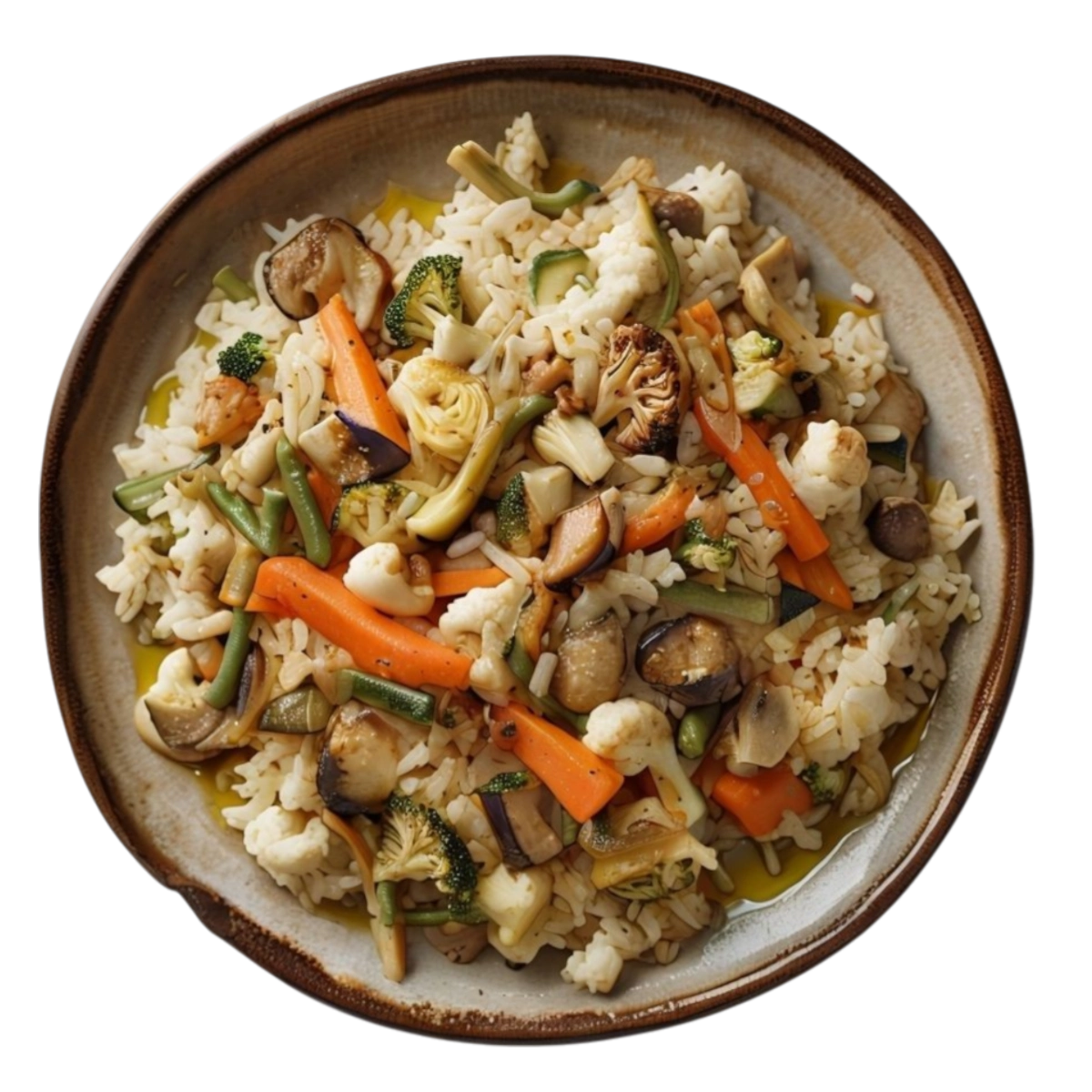 Arroz con verduras salteadas al vapor en Kokcha restaurante Barcelona