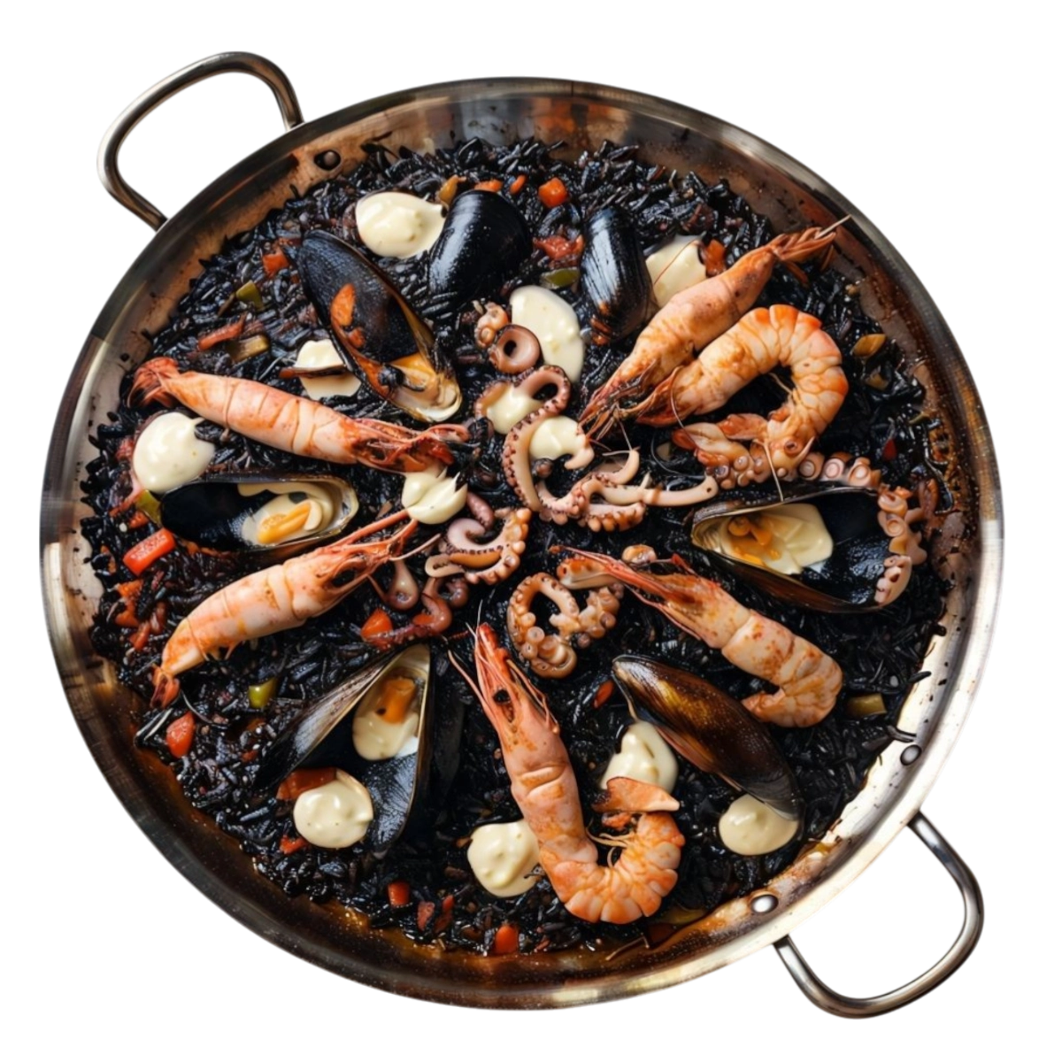 Arroz negro de marisco con tinta de calamar en Kokcha cerca de la Sagrada Familia