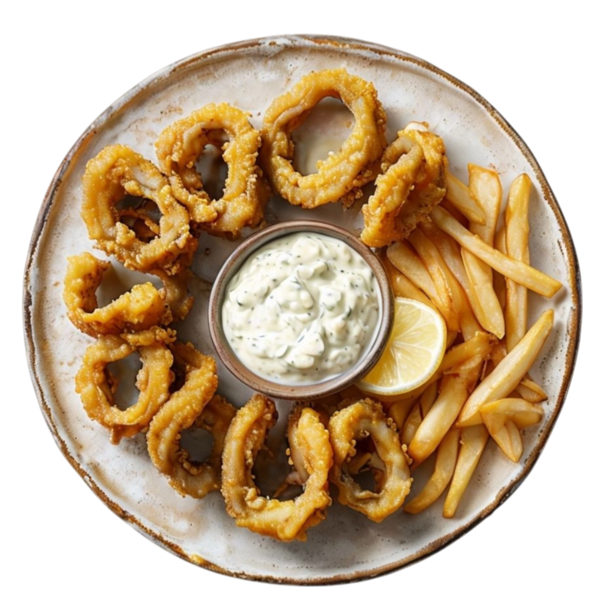 Calamares fritos rebozados con especias y salsa tártara en Kokcha Barcelona