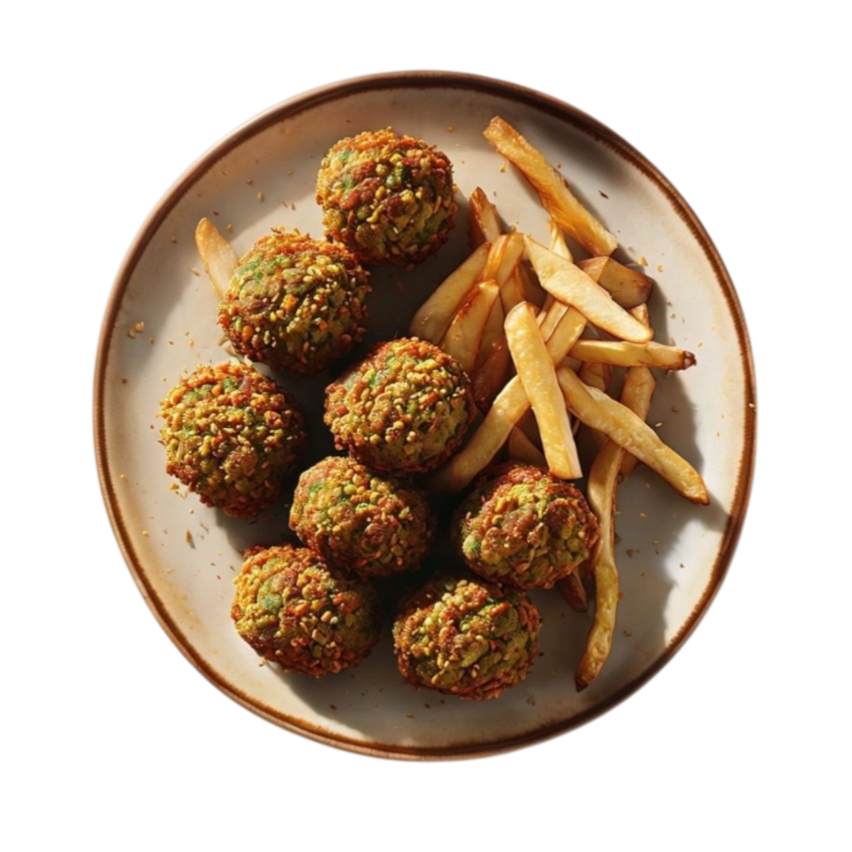 Falafel de garbanzo con patatas en Kokcha restaurante Barcelona