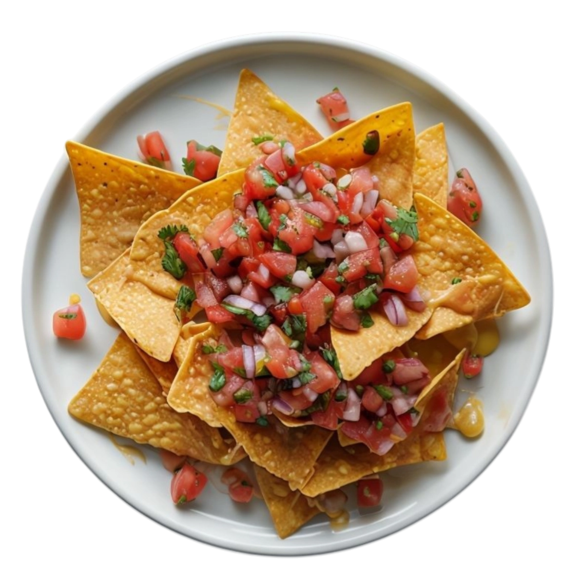 Nachos con pico de gallo, queso fundido y jalapeños en Kokcha Barcelona