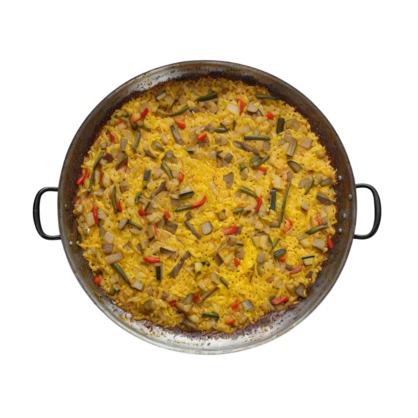 Paella de vegetales con alcachofas y champiñones en Kokcha Barcelona