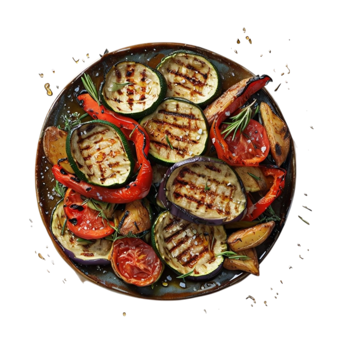 Parrillada de verduras a la brasa con pimientos, calabacín y berenjena en Kokcha