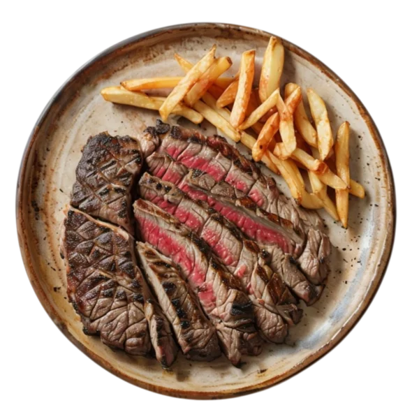 Picaña a la brasa con patatas fritas en Kokcha junto a la Sagrada Familia