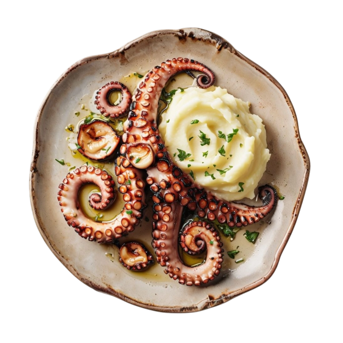 Pulpo al ajillo con puré de patata en Kokcha, junto a la Sagrada Familia
