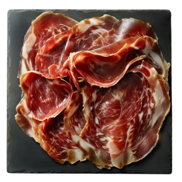 Tabla de jamón ibérico seleccionado en Kokcha restaurante Barcelona