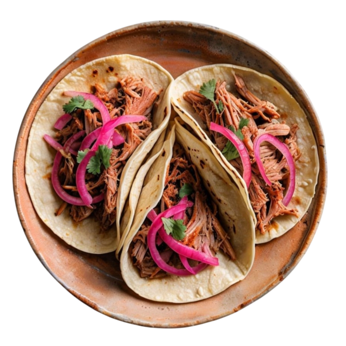 Cochinita pibil en tortilla de maíz con cebolla morada encurtida en Kokcha Barcelona