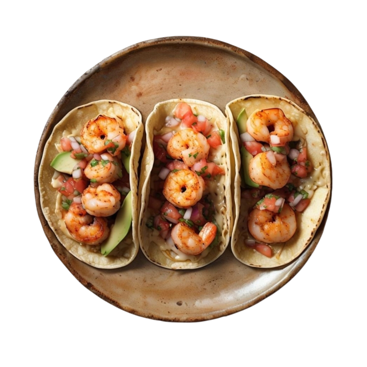 Taco de gambas con aguacate, queso y cilantro en Kokcha Barcelona