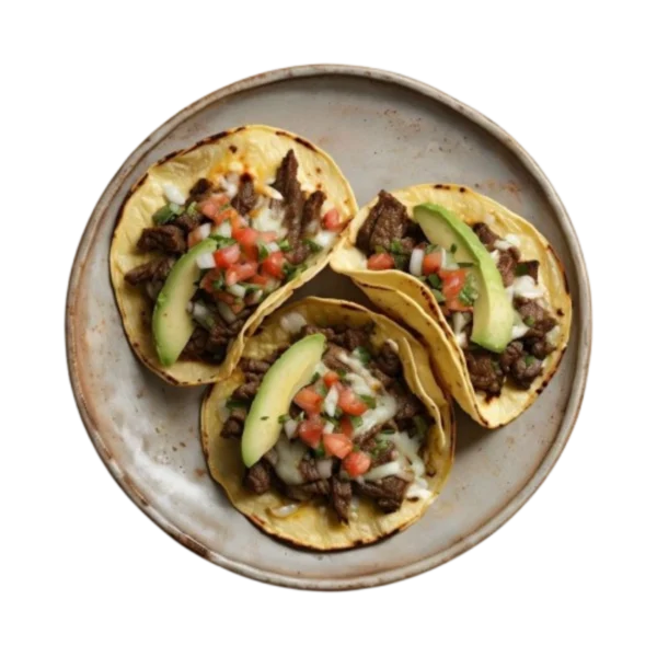 Taco pirata de ternera a la parrilla con queso fundido y aguacate en Kokcha