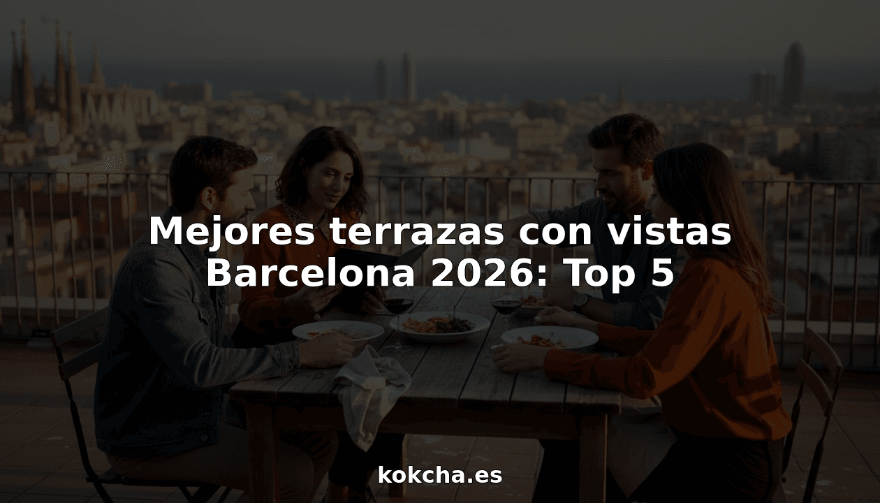 Un grupo de amigos disfrutando de una terraza con unas vistas espectaculares de Barcelona