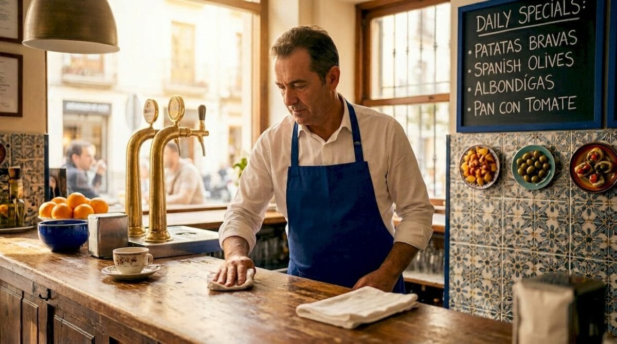 Authentic Spanish tapas bar midday atmosphere