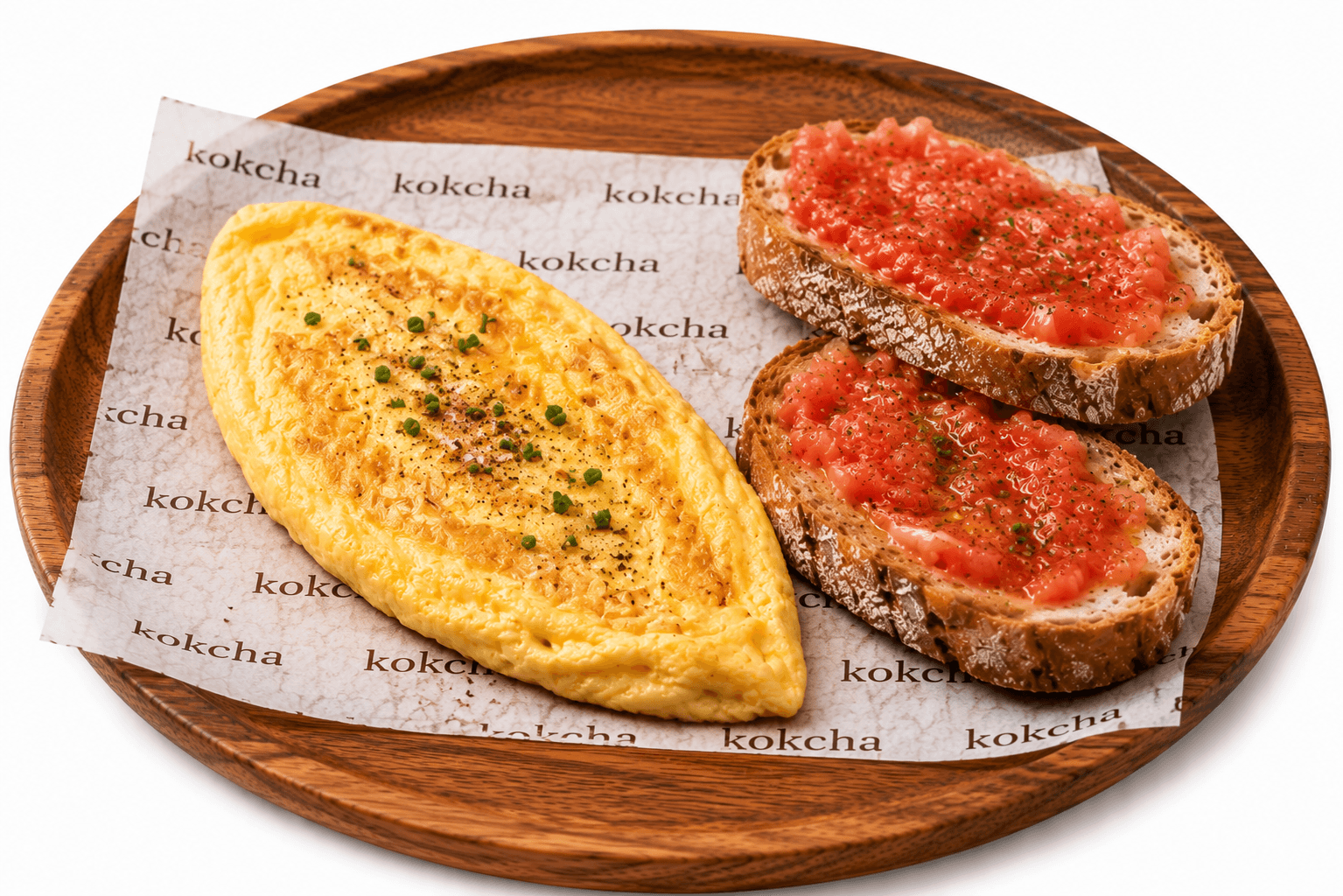 Tortilla francesa esponjosa de desayuno en Kokcha Barcelona