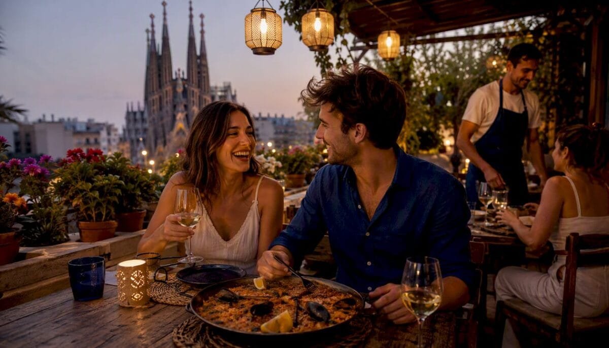 Paella restaurant exterior near La Sagrada Família