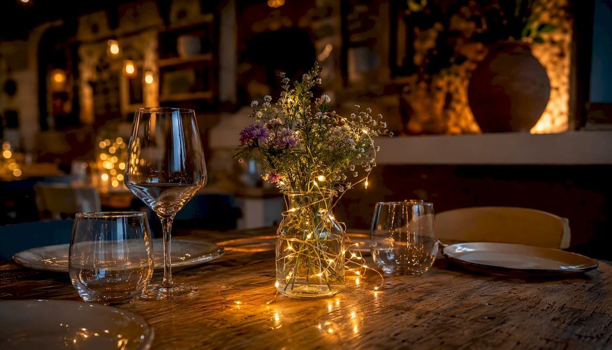 Battery fairy lights on birthday table centerpiece
