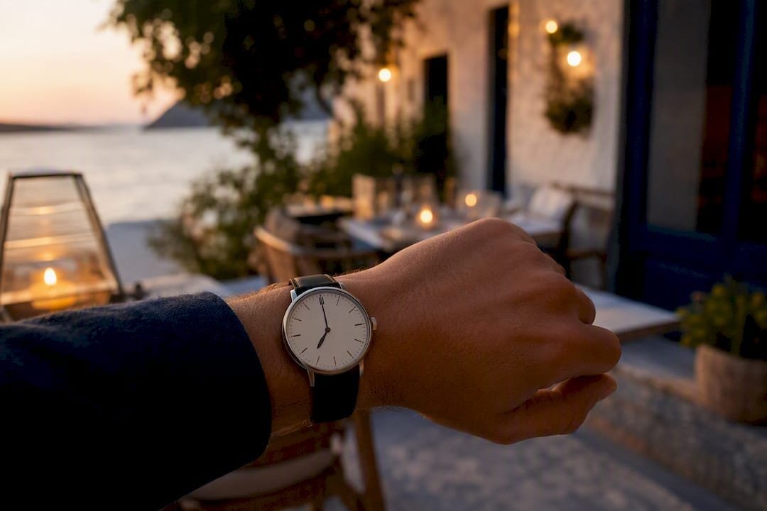 Wristwatch showing punctual time